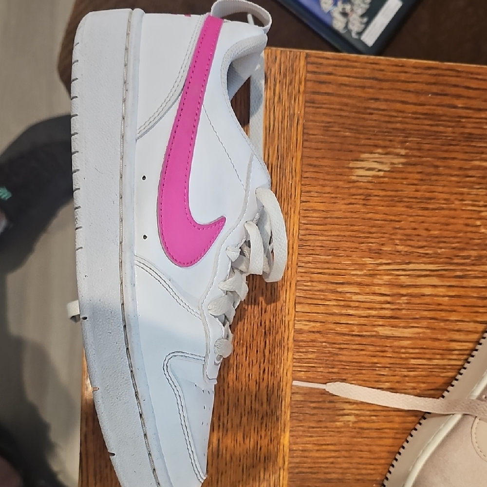Nike White Sneakers with Pink Accents